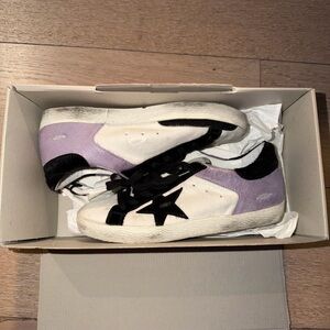 Golden Goose Purple and Black Star Sneakers